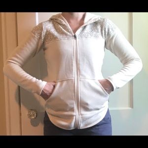 Eddie Bauer Zip-Up Hoodie Cream w/Grey Detail Xs